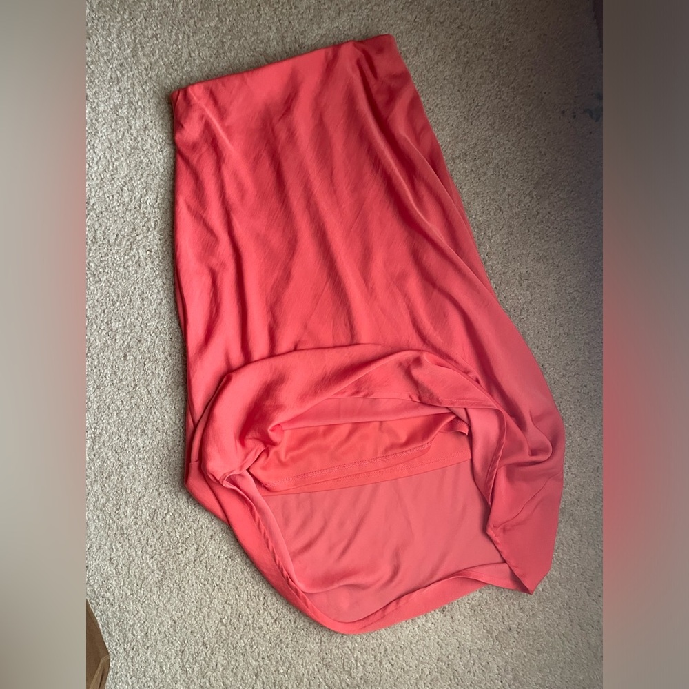 Silky Midi Skirt - Coral XS